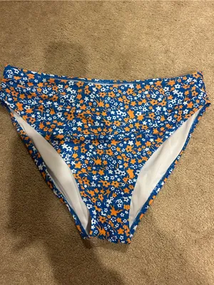 SheIn Blue & Orange Floral Bikini Set thumbnail 3