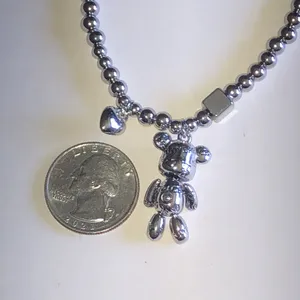 Silver Tone Bear Charm Beaded Boho Bracelet thumbnail 4