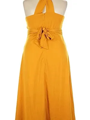 Banana Republic Gold Wrap Waist Halter Maxi Size 14 Dress thumbnail 2