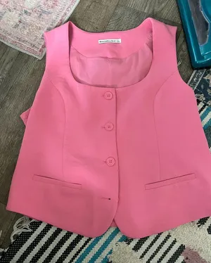 Abercrombie‎ & Fitch pink button-down vest size L thumbnail 1