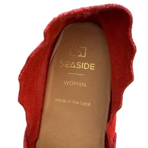Seaside Red Suede Woman’s Scalloped Slip On Flat Shoes Size US … thumbnail 8