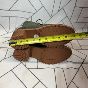 Sugar‎ Baxter Combat Boots 8.5 Olive Green Lace Up Side Zip Block Heel Lug Sole thumbnail 8