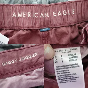 American Eagle Brick Red High Waist Pull On Baggy Jogger Cargo Pants Size 6 thumbnail 3