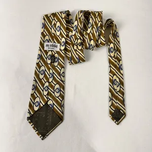 Mr. Eddie Wilmette Zanzara Men's Silk Tie Vintage Geometric Multicolor Necktie thumbnail 4
