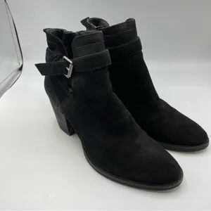Sam Edelman Black Suede Ankle Boots Buckle Western Booties Womens 8 thumbnail 5
