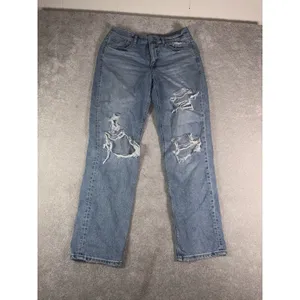 American Eagle Women's Size 12 Long Ripped Distressed Light Wash Comfort Stretch thumbnail 3