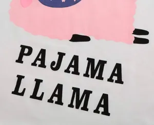 Women Short Sleeve Tee & Shorts Pajama Set Cute Alpaca Llama Sleepwear Small thumbnail 4