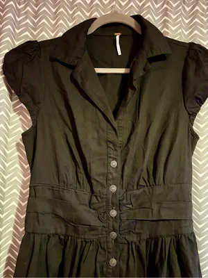 Free People | Chester Ruched Waist Denim Mini Dress, Medium thumbnail 3