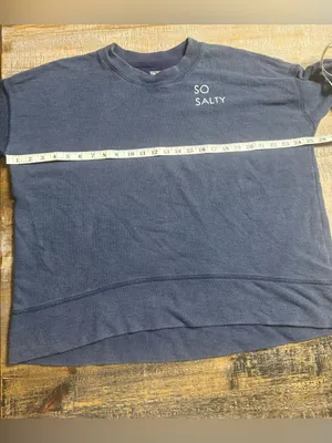 aerie Navy 'SO SALTY' Crewneck lightweight Sweatshirt thumbnail 6