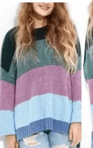 American Eagle AE Dreamspun Cozy Colorblock Knit Sweater Womens XS thumbnail 1