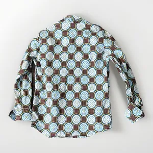Tizzie Womens Blue contrast medallion geometric fitted stretch button up shirt S thumbnail 6