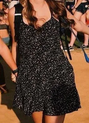 Forever 21 Black Sundress With Cream dots thumbnail 1