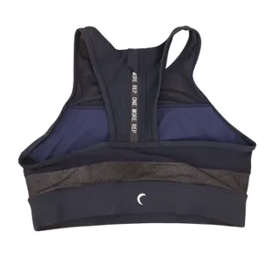 Zyia Active Sports Bra Womens M Mesh High Neck Shimmer Navy Blue Zipper Exc thumbnail 3