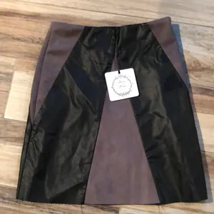 LF silver wishes black tan faux leather suede mini skirt thumbnail 1
