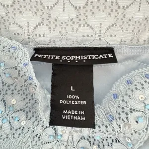 Petite Sophisticate Women’s blue Lace Sequined Satin Beaded Cami Vintage‎ Large thumbnail 10