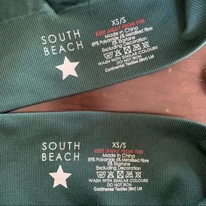 ASOS South Beach Seamless Glitter Green Silver Leggings Sports Bra Activewear Se thumbnail 7