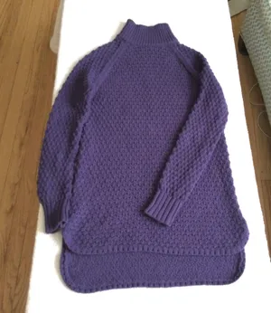 Mockneck Chunky Long Tunic Sweater Purple/Blue - Sz Medium thumbnail 17