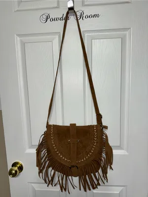 Boho Fringe Faux Suede Crossbody Bag Western Shoulder Purse Tassel Saddle Bag thumbnail 3