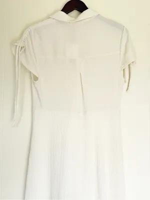NWT SALTED HOUSES Boutique Collared Button-Front Midi Dress in Ivory Size Medium thumbnail 9