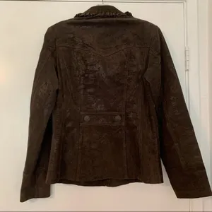 Powder River Outfitters Brown Western Leather Jacket Boho Conch Tribal Suede thumbnail 6