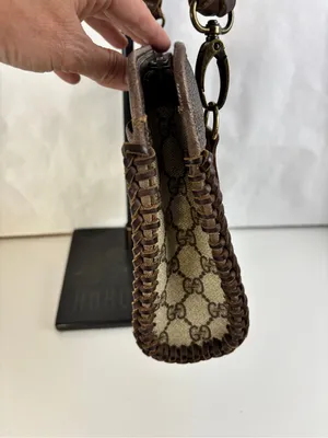 Gucci Beige and Brown GG Canvas Crossbody Bag with braid trim thumbnail 4