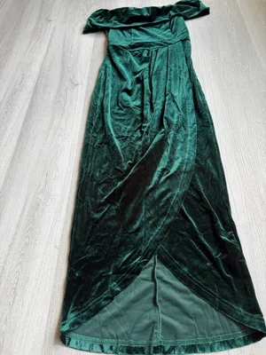 SHEIN Elegant Green Velvet Off-Shoulder Maxi Dress — Size S thumbnail 2