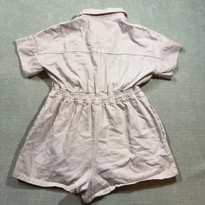 Nasty Gal Pink Denim Romper Utility Boiler Suit Shorts US‎ 12 Large Short Sleeve thumbnail 2
