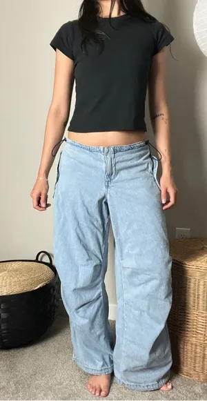 UO BDG low rise tech baggy cargo denim‎ pants size large gorpcore thumbnail 1