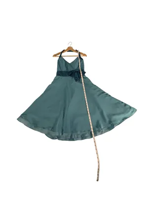 Vintage Alfred Angelo Y2K Aqua Halter Formal Dress Fairy Halloween Costume US 8 thumbnail 11