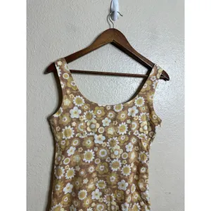 Afends Hemp Tencel Retro Daisy Floral Mini Dress Sleeveless Scoop Neck US 2 thumbnail 3