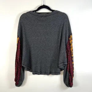 We The Free Blossom Thermal Balloon Sleeve Bandana Print Boho Top Womens Size‎ S thumbnail 7