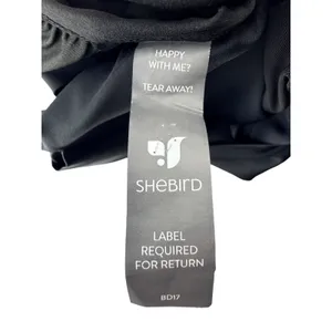 SheBird Emma Black Satin Knit Bateau Neck Built‎ In Bra Midi Dress Smocked M L thumbnail 7