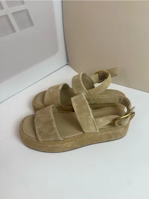 Steve Madden BARONI Natural Suede Leather Platform Sandals Beige Sz 7 Minimalist thumbnail 5