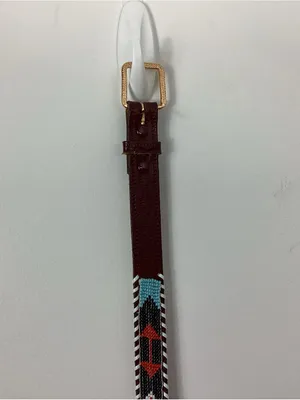 Native Southwestern Hand Seed Leather Belt thumbnail 3
