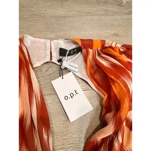 NWT O.P.T Kimia Orange Ikat Maxi Dress Belted Plunge‎ Neck Medium M thumbnail 4