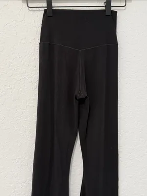 AERIE Black Cross Over waist Hi-Rise Flare Leggings Short Inseam Size Small thumbnail 7