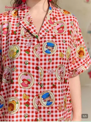 Strawberry Shortcake Countryside Plaid Gingham Check Short Pajama Set Two Piece thumbnail 10