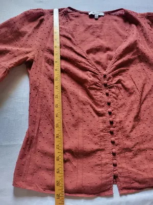 Madewell Women's Rust Red Button-Front V-Neck Blouse Size 6 thumbnail 7