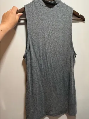 H&M Grey Sleeveless Turtleneck Tank Top Medium thumbnail 4