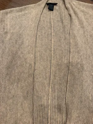Steve Madden Open Front Ribbed Knit Poncho Beige One Size - C19-108 thumbnail 5