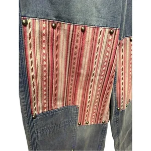 RARE Free‎ People La Vie Patched Patchwork Studded Blue Pants / Jeans Boho 4 S thumbnail 7
