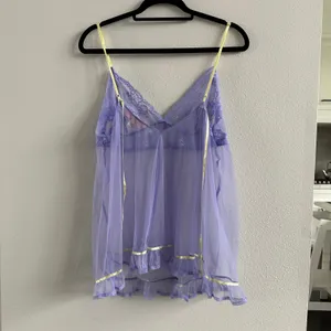 Y2k Victorias Secret Sheer Mesh Babydoll Purple Green Garden Fairy Coquette Sz L thumbnail 3