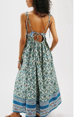 Free People Sorrento Beach Midi Dress Orange X-Small thumbnail 2