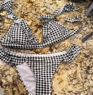 Gingham Black and White Bikini Set thumbnail 1