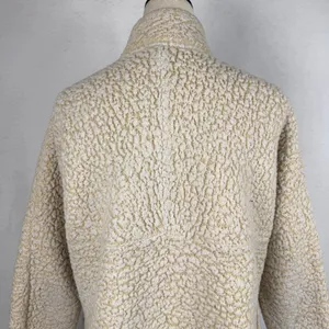 Sherpa Fleece Quarter Zip Pullover Oatmeal‎ Heather Cream Womens Size Large Cozy thumbnail 5