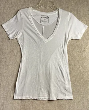 WE THE FREE White Tee V-Neck Women’s Medium Short Sleeve Lightweight thumbnail 1