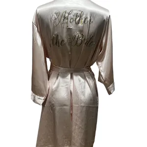Luxury Silky Satin 'Mother of the Bride' Robe Pink L/XL 3/4 Sleeve Tie Closure thumbnail 6