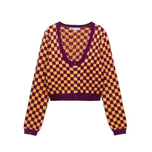NWT Zara Wool Blend Plaid Knit Cardigan Jacket Size Small thumbnail 4