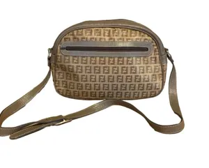 Vintage 1990'S Fendi Zucchino Ff Logo Brown Coated Canvas W/Leather Trim Bag thumbnail 1