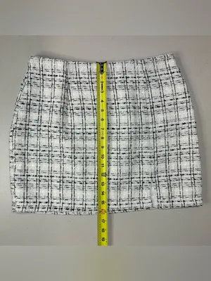 Women’s Tweed Mini Skirt Medium White Black Wool Blend Lined Career Classic NWT thumbnail 6